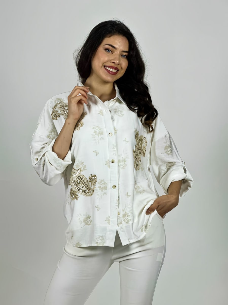 Blusa Bordada Boho con Brillos A1-102