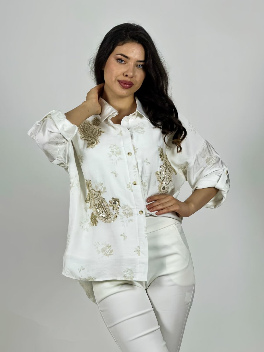 Blusa Bordada Boho con Brillos A1-103