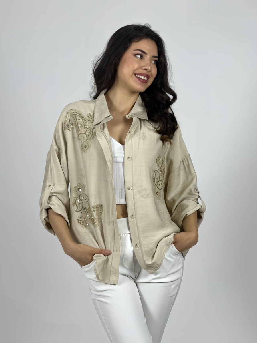 Blusa Bordada Boho con Brillos A1-106