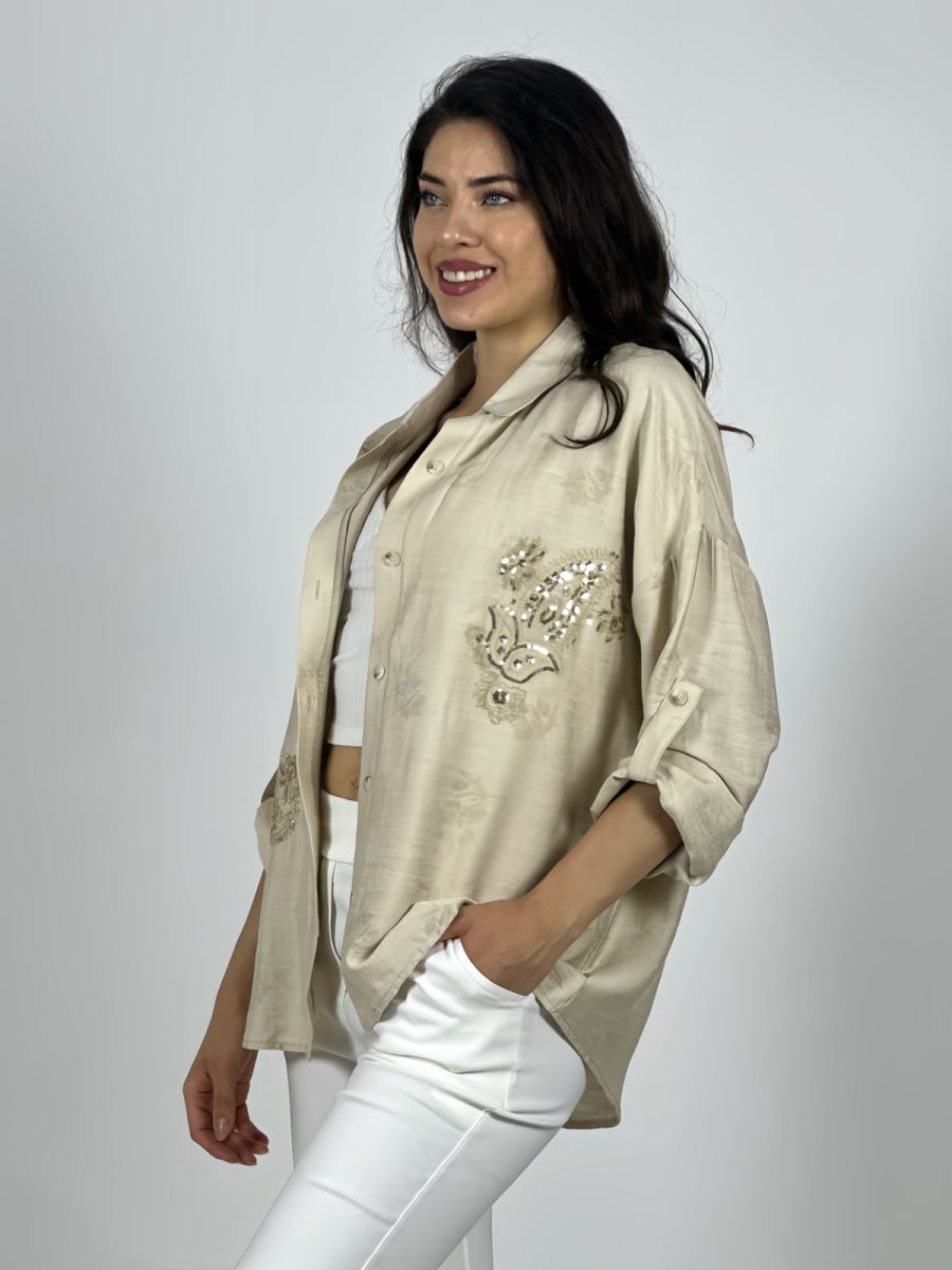 Blusa Bordada Boho con Brillos A1-107