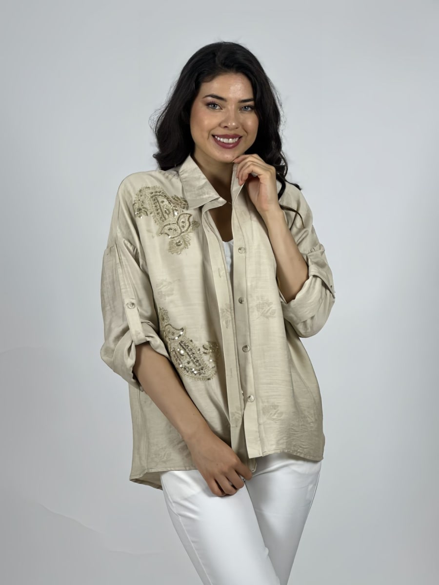 Blusa Bordada Boho con Brillos A1-105