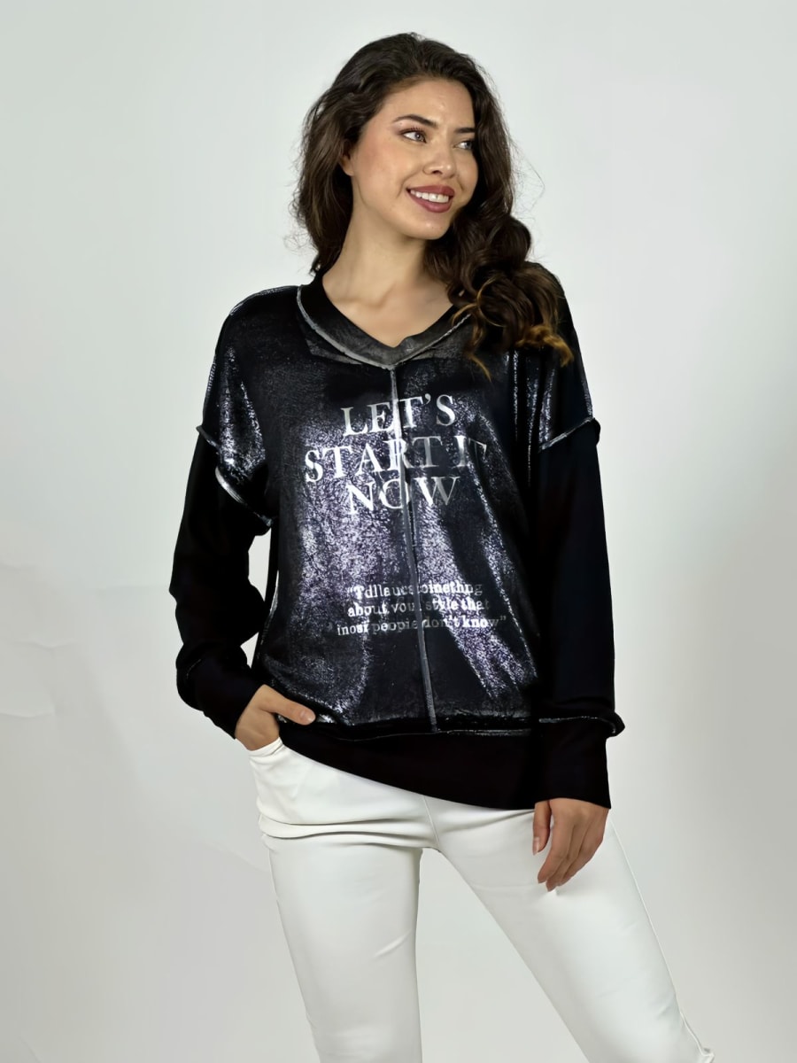 Poleron Cuello y Letras Birllantes A1-914