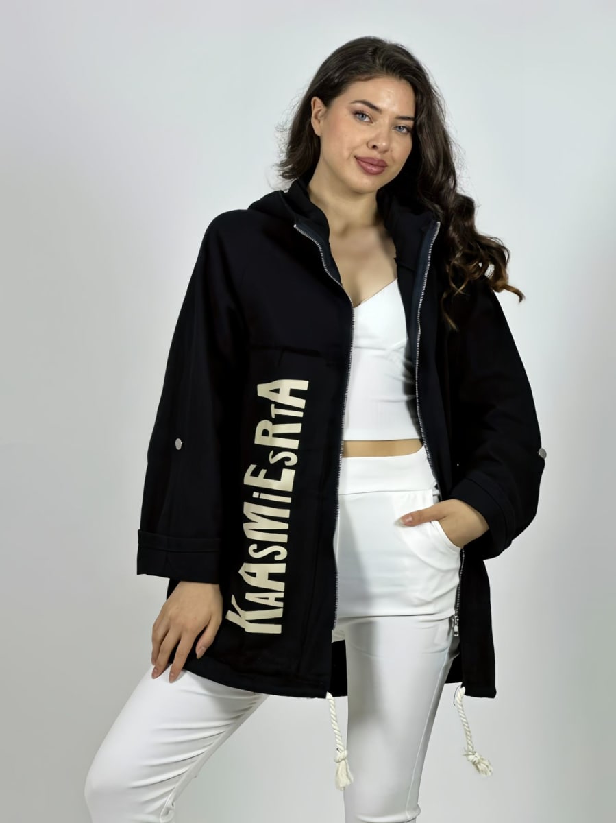 Chaqueta Mezclilla con Cierre Letras Verticales A2-622