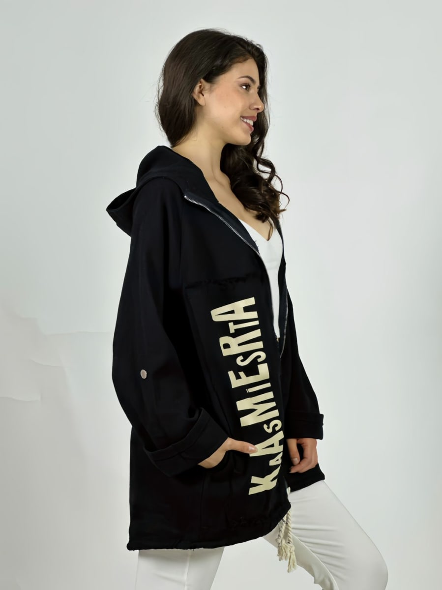 Chaqueta Mezclilla con Cierre Letras Verticales A2-623