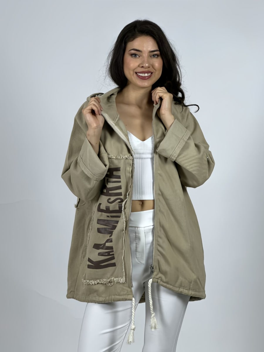 Chaqueta Mezclilla con Cierre Letras Verticales A2-6211