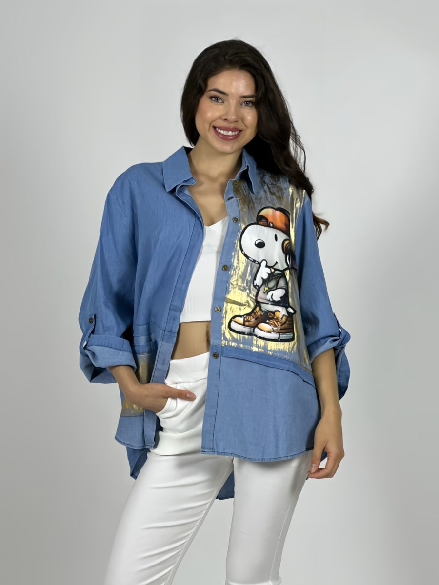 Camisa Mezclilla Estampado SNOOPY A1-423