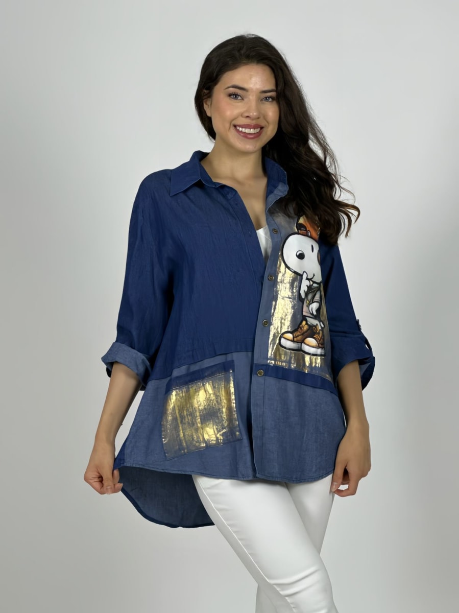 Camisa Mezclilla Estampado SNOOPY A1-428