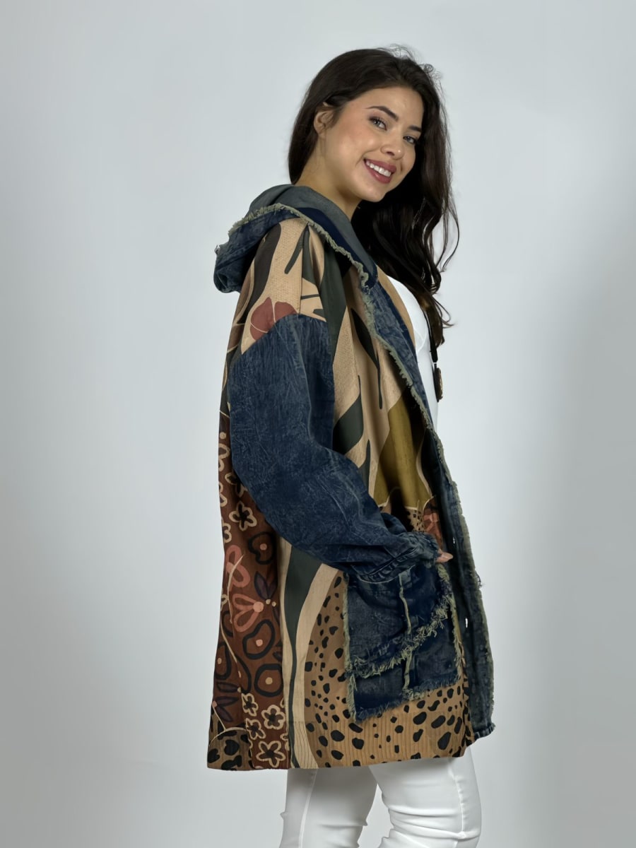 Abrigo Italiano Lana/Mezclilla MUJER/LEOPARDO A1-13