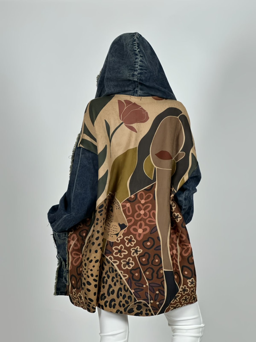 Abrigo Italiano Lana/Mezclilla MUJER/LEOPARDO A1-15