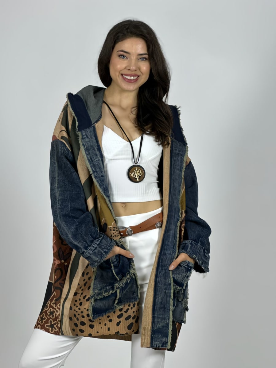 Abrigo Italiano Lana/Mezclilla MUJER/LEOPARDO A1-11