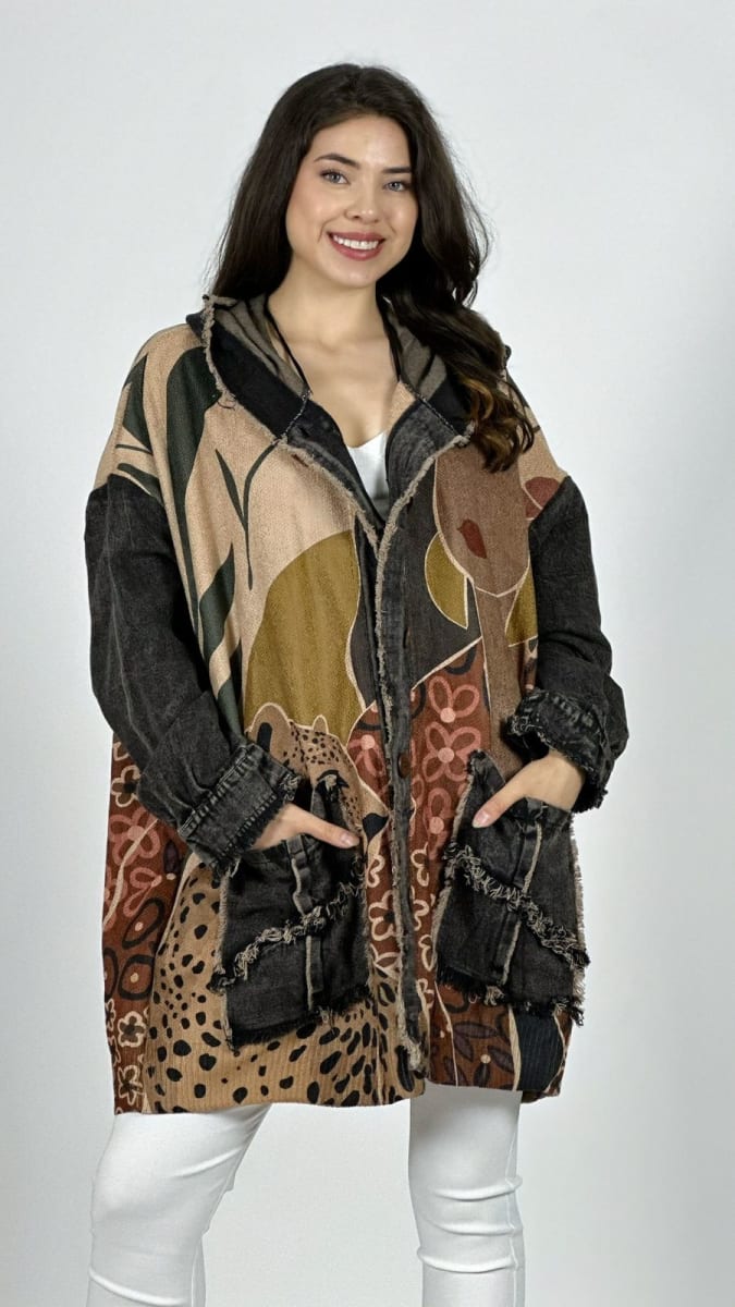 Abrigo Italiano Lana/Mezclilla MUJER/LEOPARDO A1-16