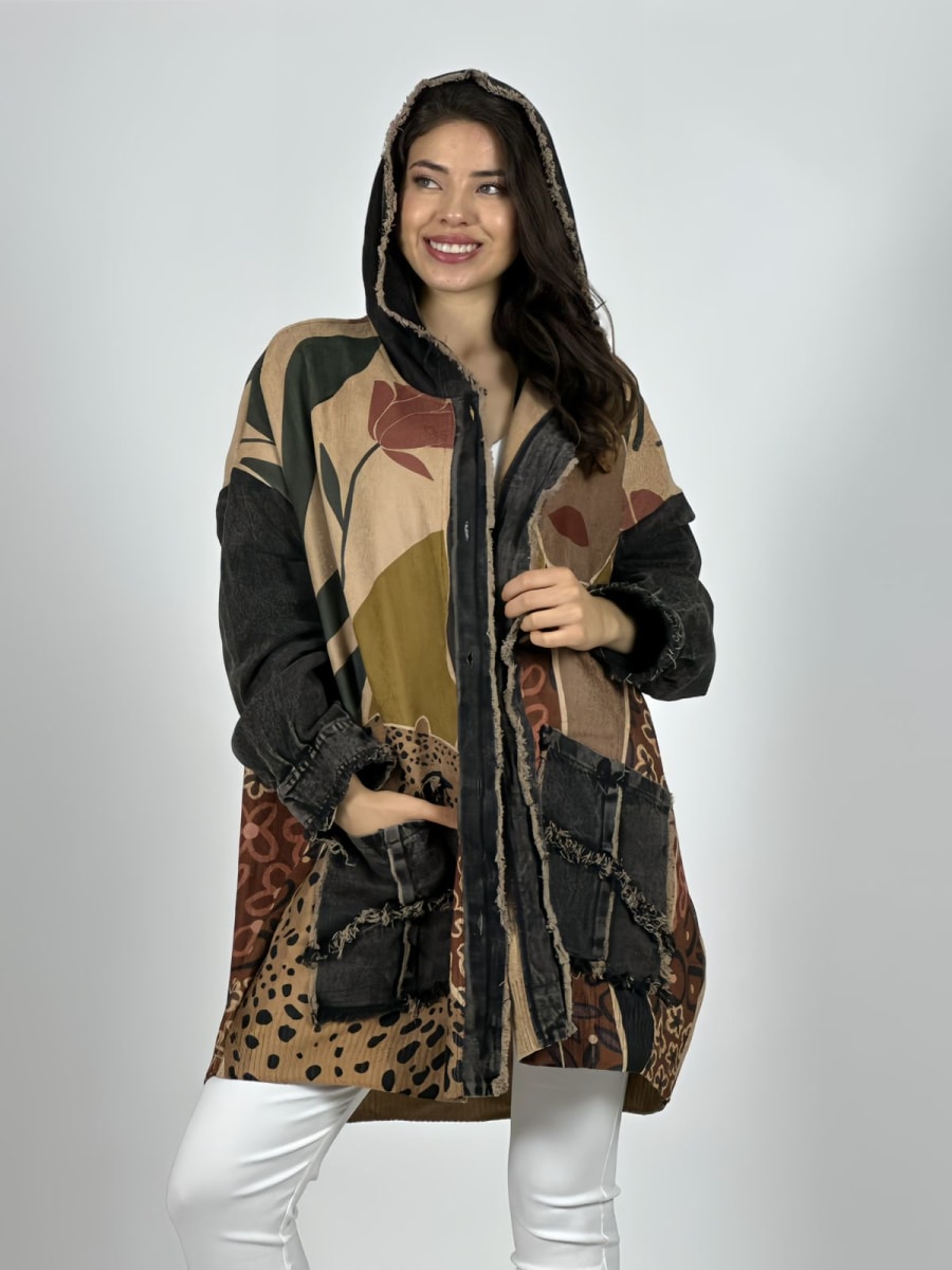 Abrigo Italiano Lana/Mezclilla MUJER/LEOPARDO A1-17