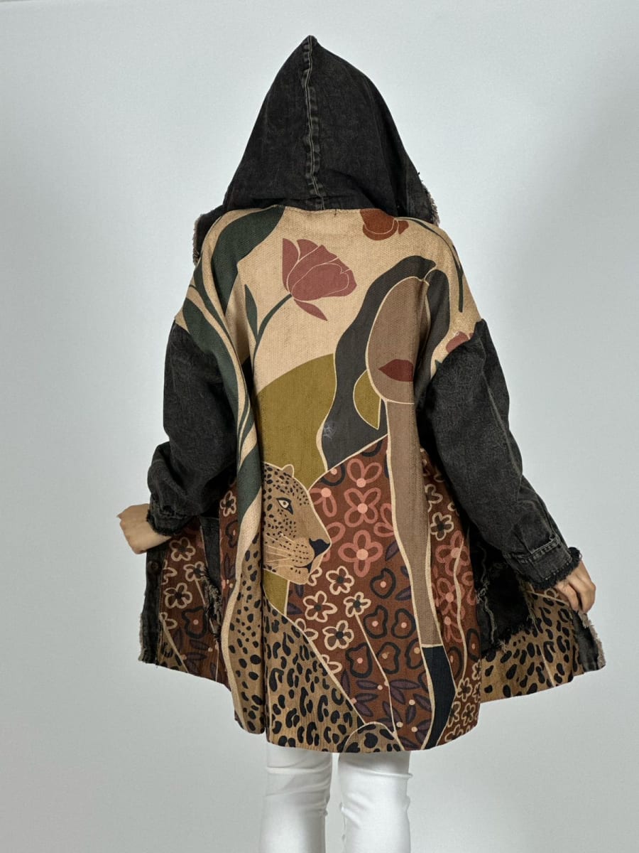 Abrigo Italiano Lana/Mezclilla MUJER/LEOPARDO A1-19