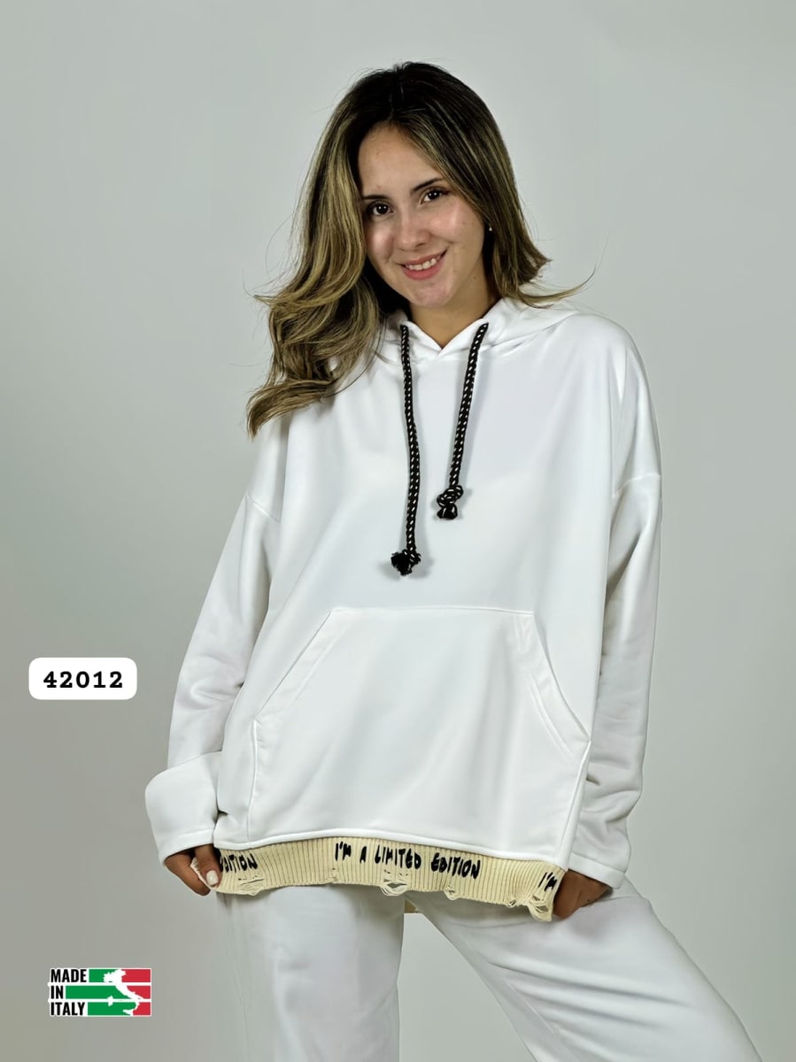 Poleron Afranelado Italiano Borde Letras B1-106/10920