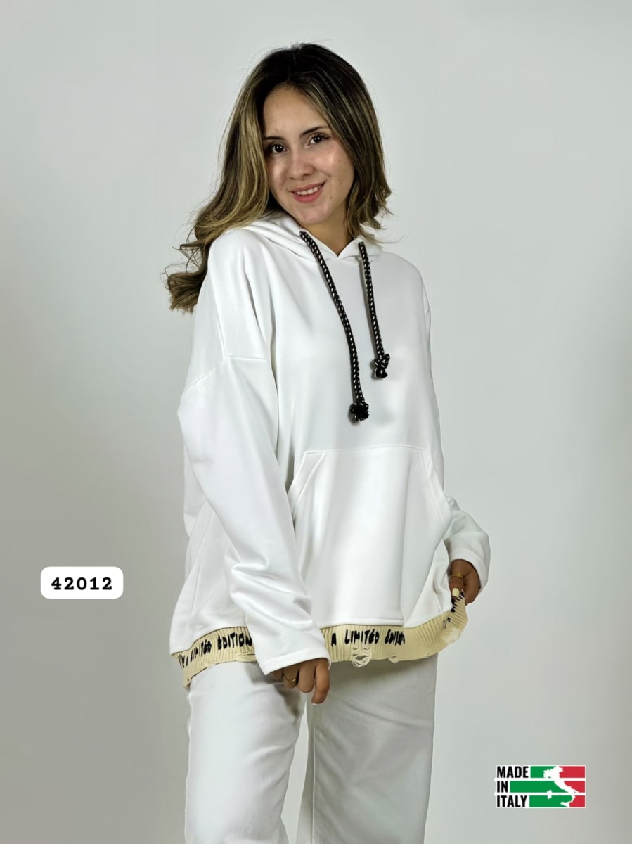 Poleron Afranelado Italiano Borde Letras B1-106/10921