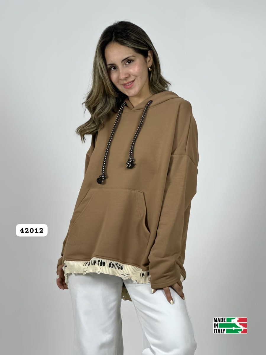 Poleron Afranelado Italiano Borde Letras B1-106/10925