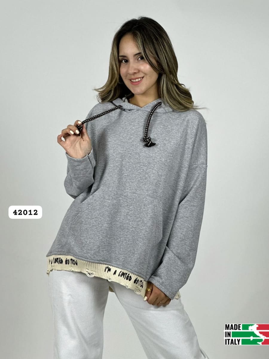 Poleron Afranelado Italiano Borde Letras B1-106/10929