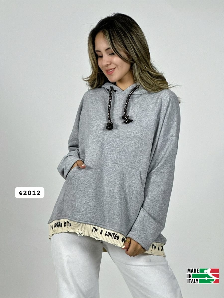 Poleron Afranelado Italiano Borde Letras B1-106/10930