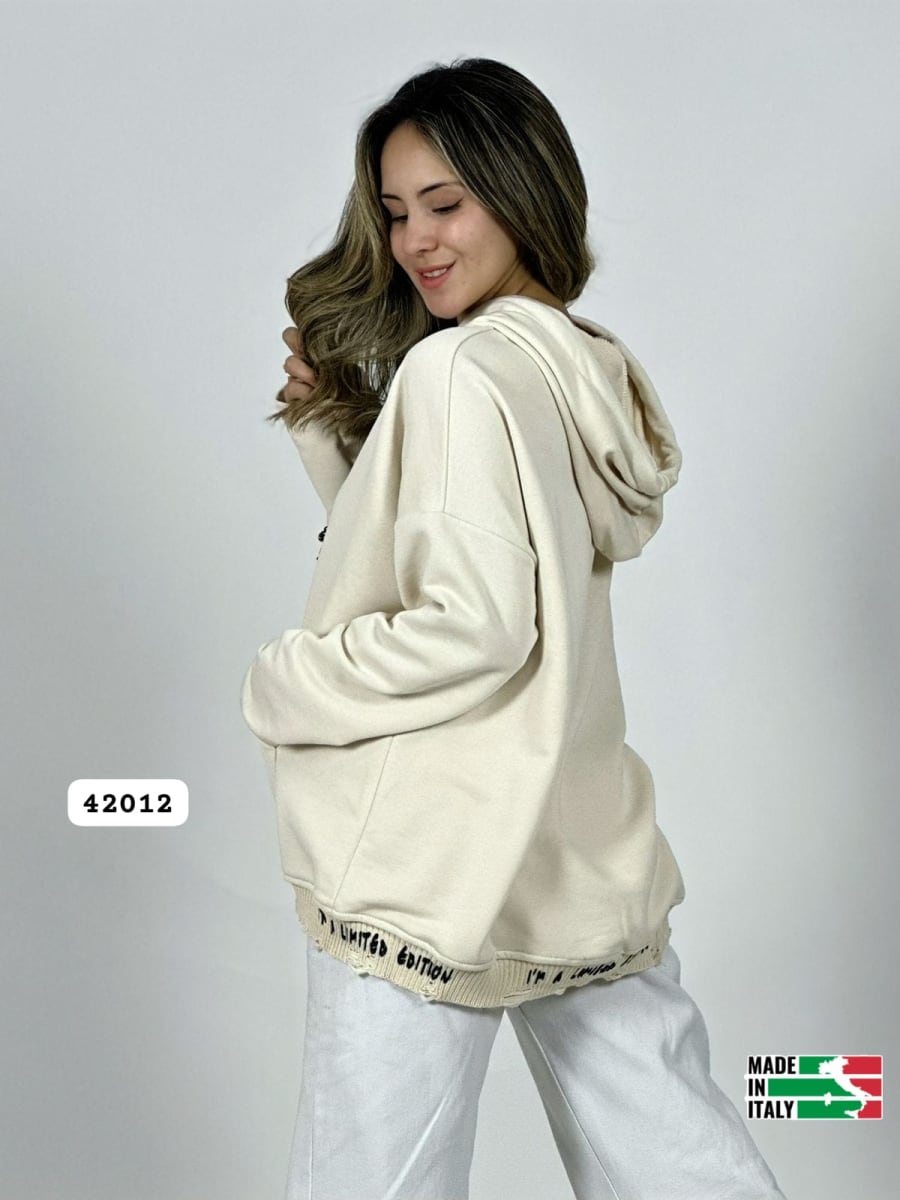 Poleron Afranelado Italiano Borde Letras B1-106/1092