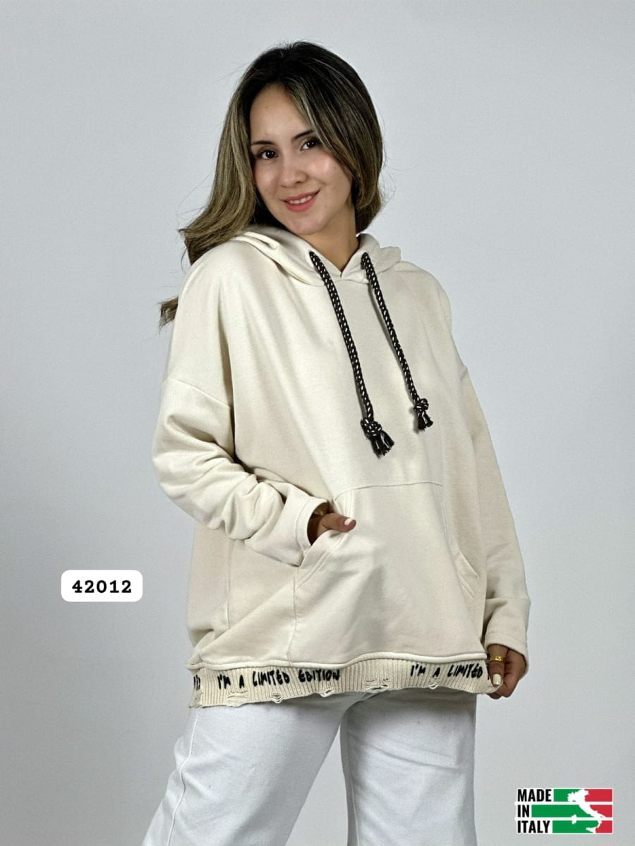 Poleron Afranelado Italiano Borde Letras B1-106/1091