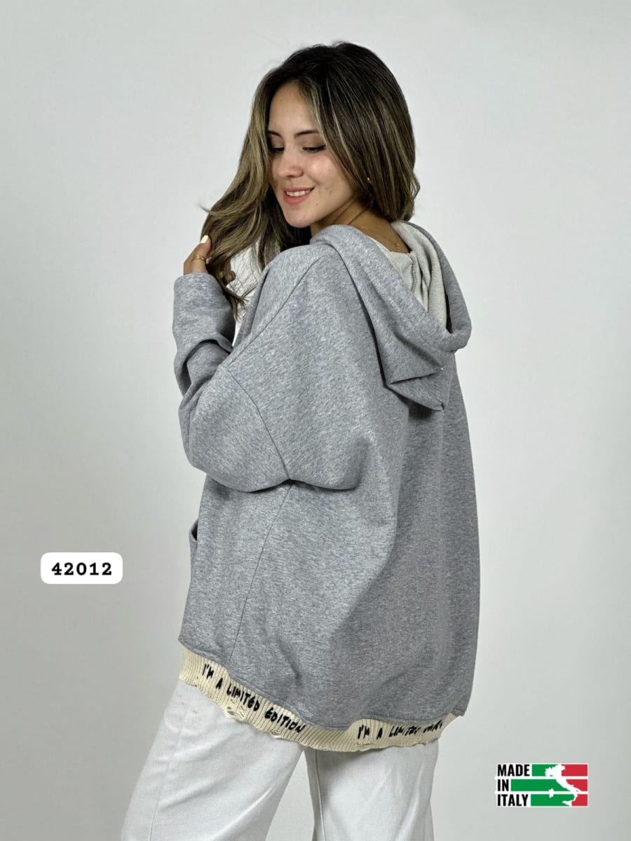 Poleron Afranelado Italiano Borde Letras B1-106/10931