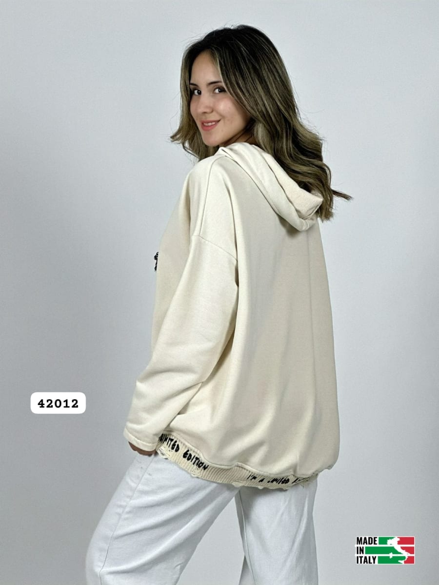 Poleron Afranelado Italiano Borde Letras B1-106/1093