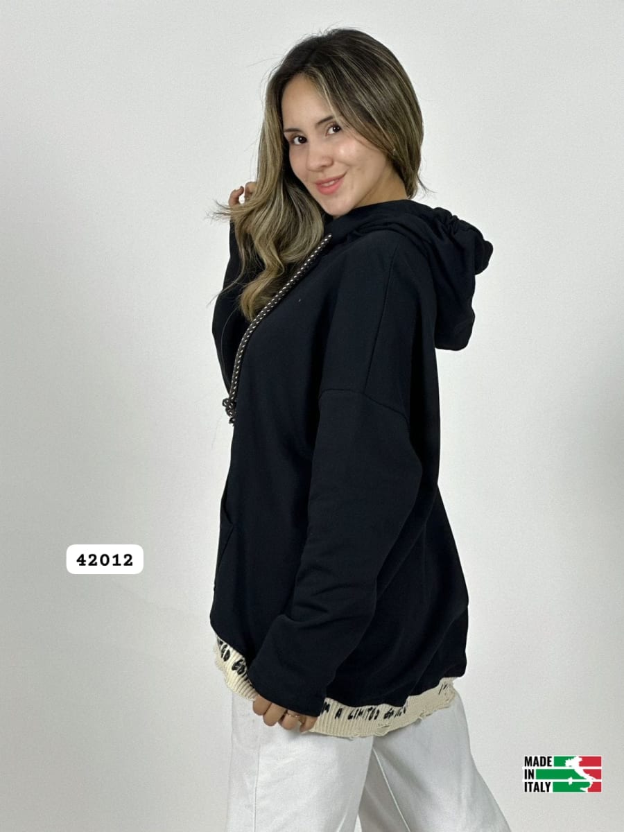 Poleron Afranelado Italiano Borde Letras B1-106/1096