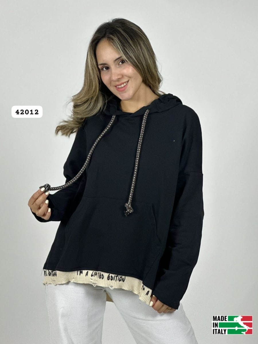 Poleron Afranelado Italiano Borde Letras B1-106/1094