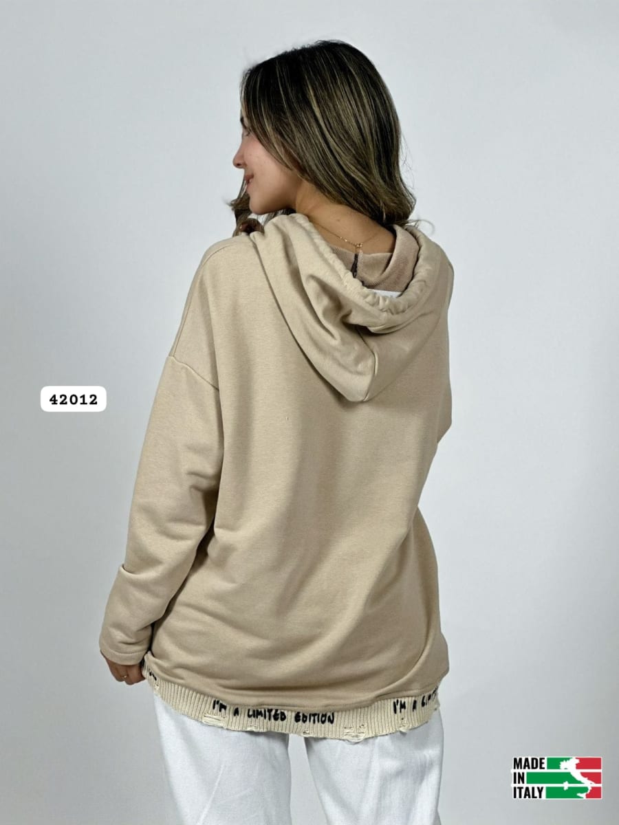 Poleron Afranelado Italiano Borde Letras B1-106/10910