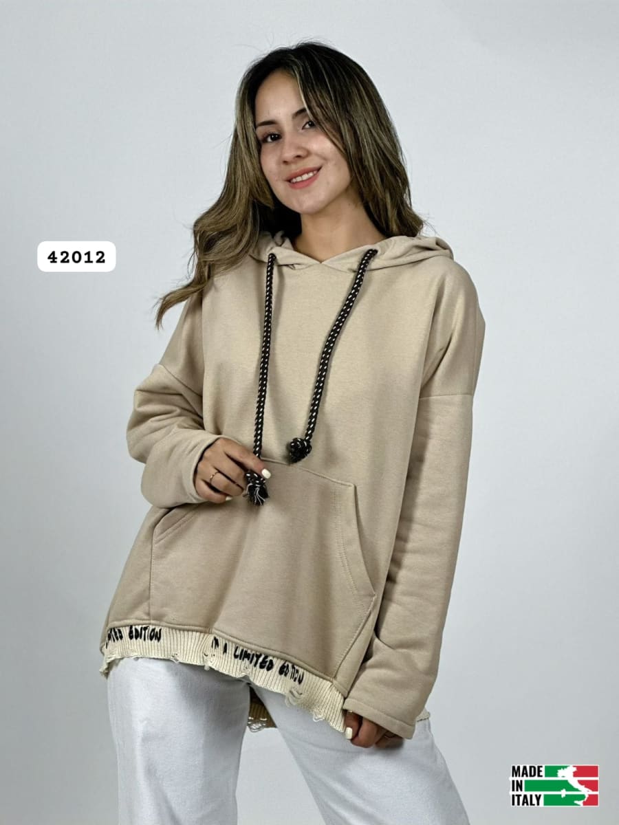 Poleron Afranelado Italiano Borde Letras B1-106/1098