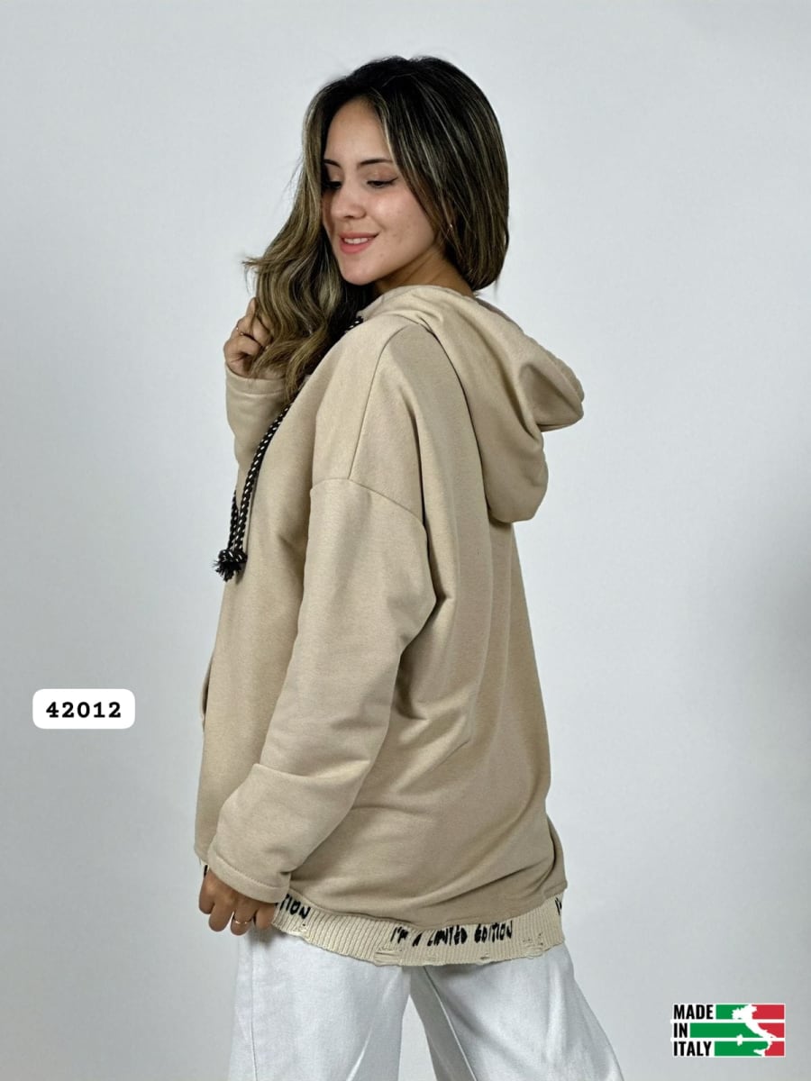 Poleron Afranelado Italiano Borde Letras B1-106/1099