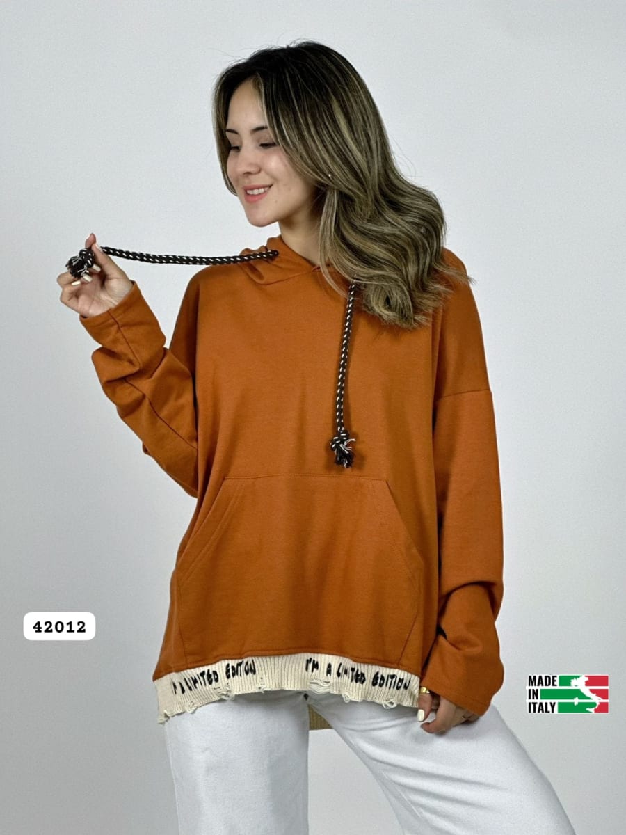 Poleron Afranelado Italiano Borde Letras B1-106/10912