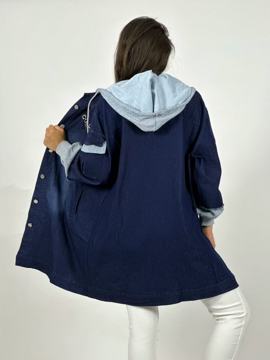 Chaqueta Mezclilla Larga Mangas Capucha Buzo A1-217