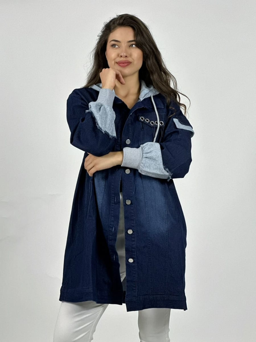 Chaqueta Mezclilla Larga Mangas Capucha Buzo A1-216