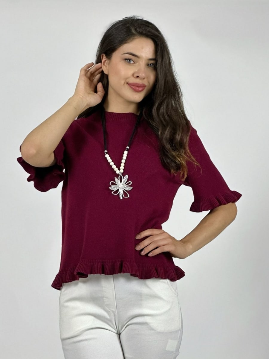 Sweater Spandex Manga Corta con Vuelos A2-622