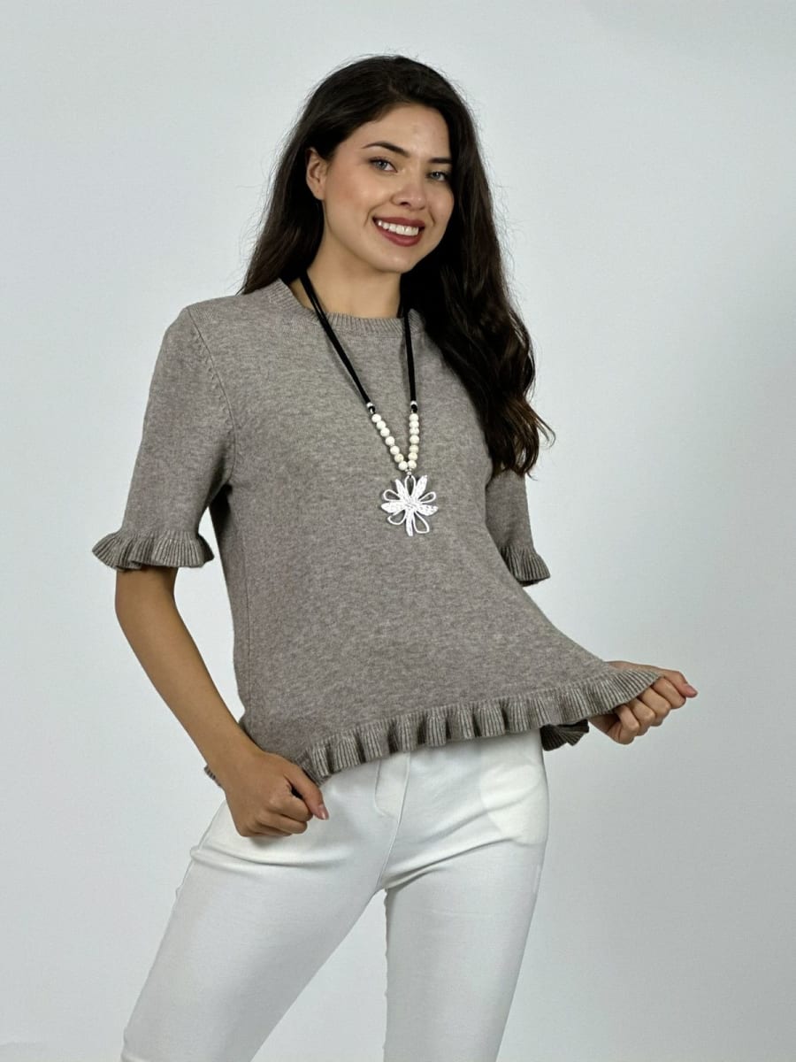 Sweater Spandex Manga Corta con Vuelos A2-629