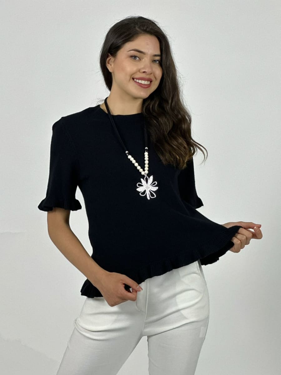 Sweater Spandex Manga Corta con Vuelos A2-624