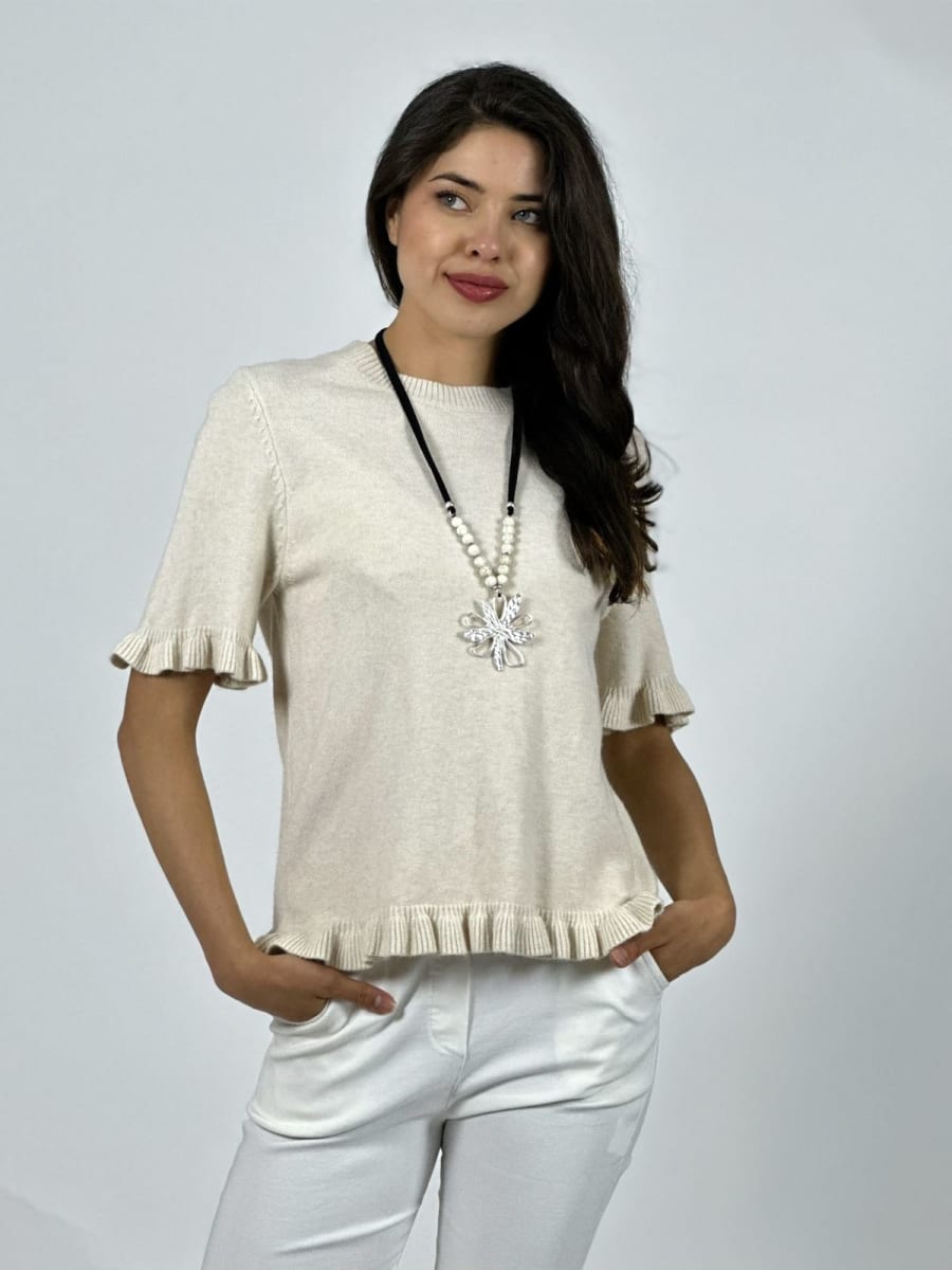 Sweater Spandex Manga Corta con Vuelos A2-6212