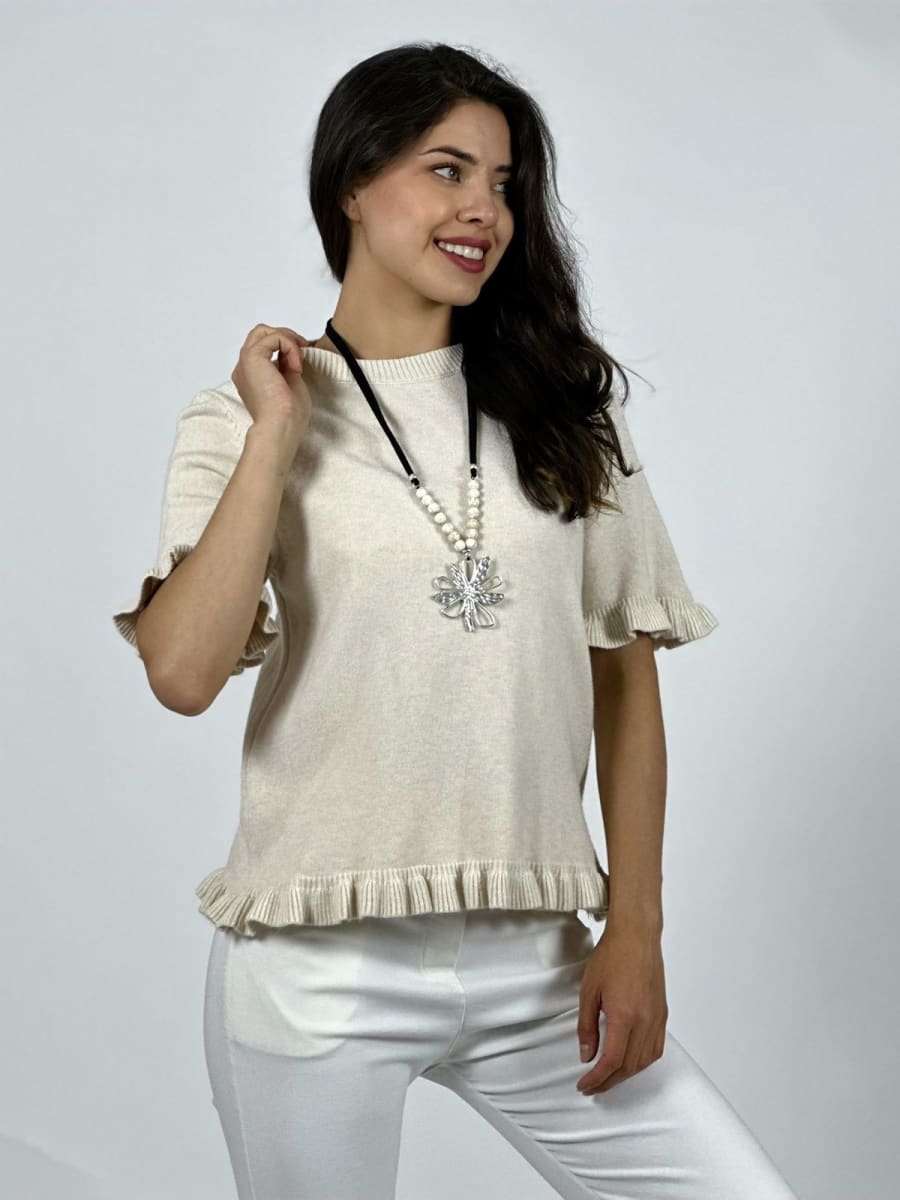 Sweater Spandex Manga Corta con Vuelos A2-6213