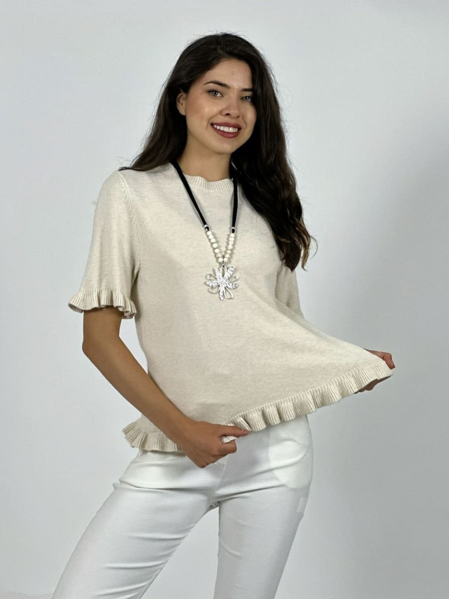 Sweater Spandex Manga Corta con Vuelos A2-6211