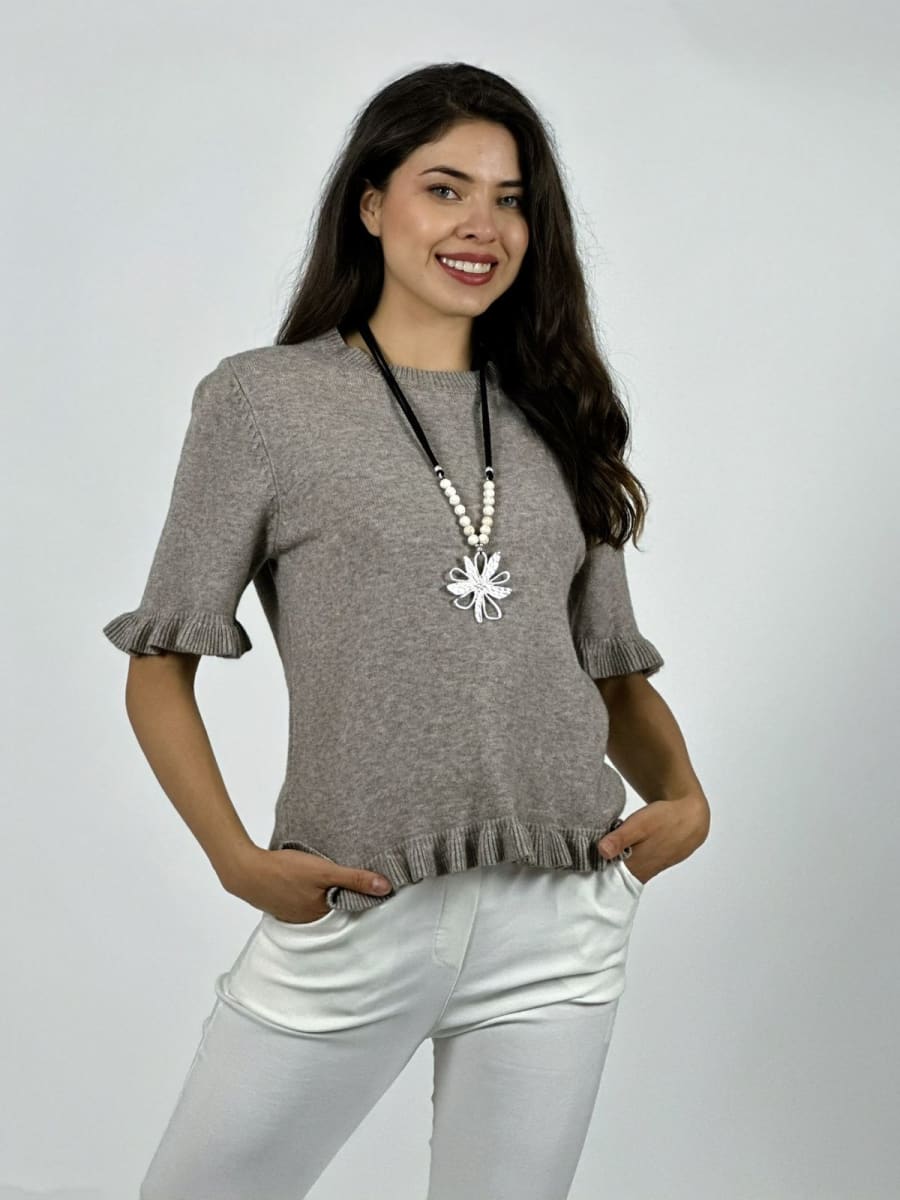 Sweater Spandex Manga Corta con Vuelos A2-628