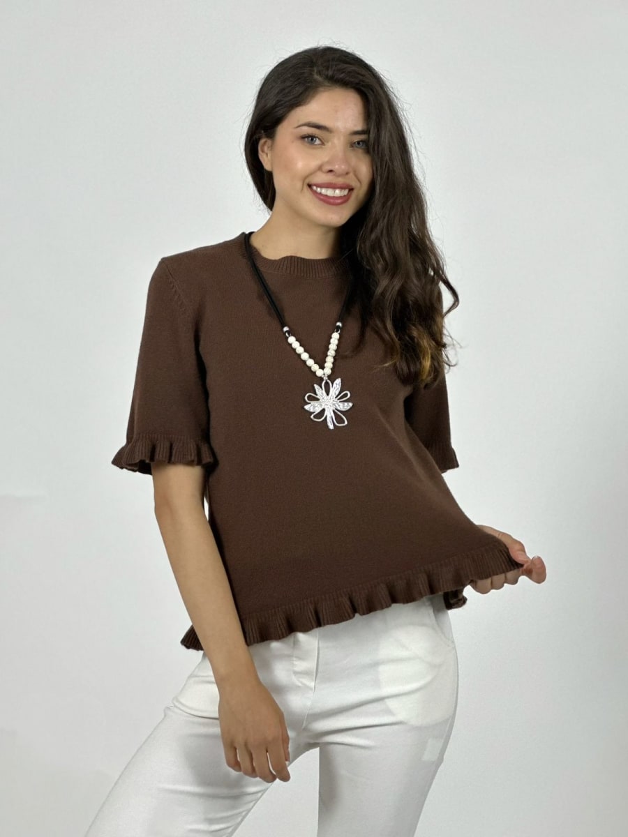 Sweater Spandex Manga Corta con Vuelos A2-6214