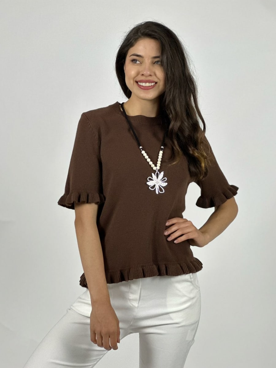 Sweater Spandex Manga Corta con Vuelos A2-6215