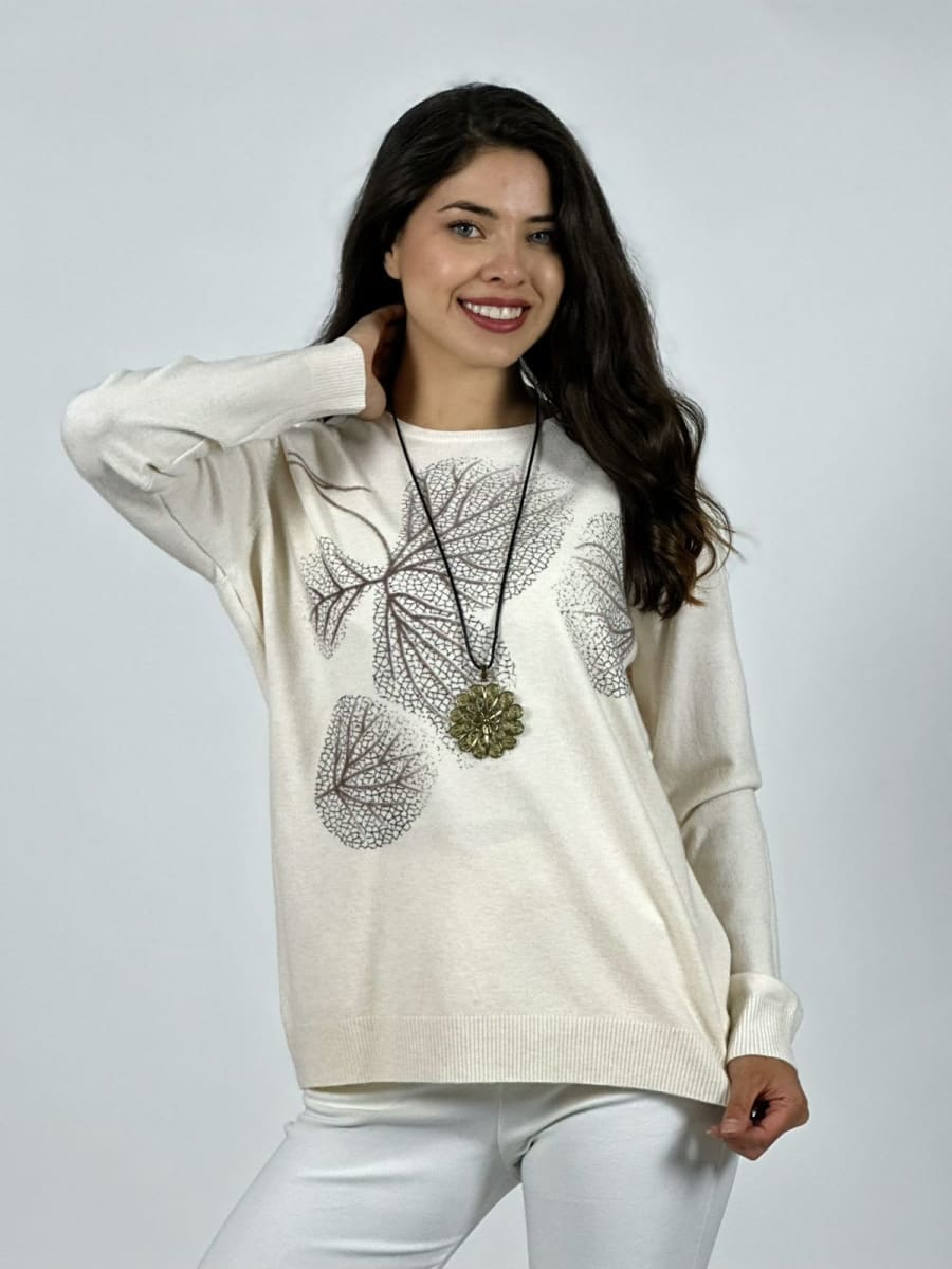 Sweater Spandex Estampado Hojas A3-65/682