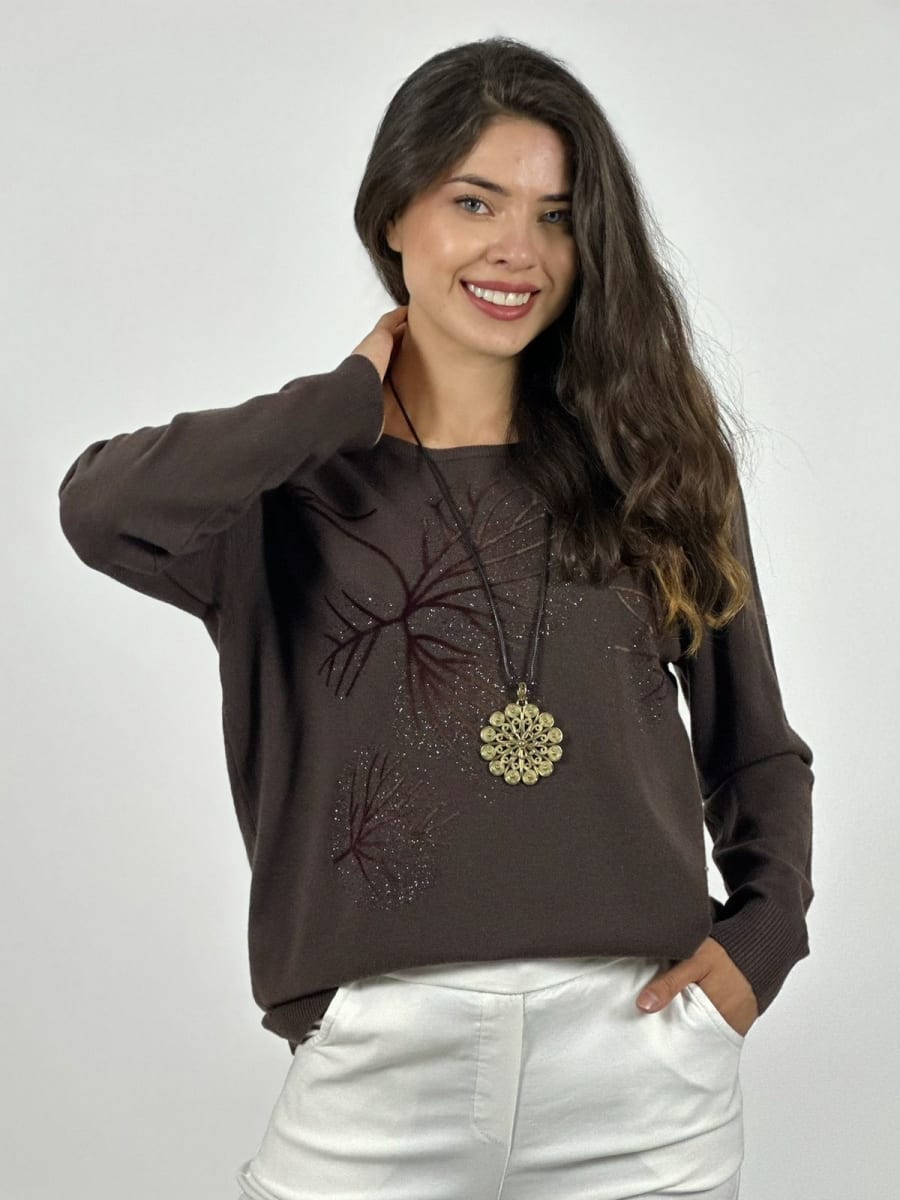 Sweater Spandex Estampado Hojas A3-65/687