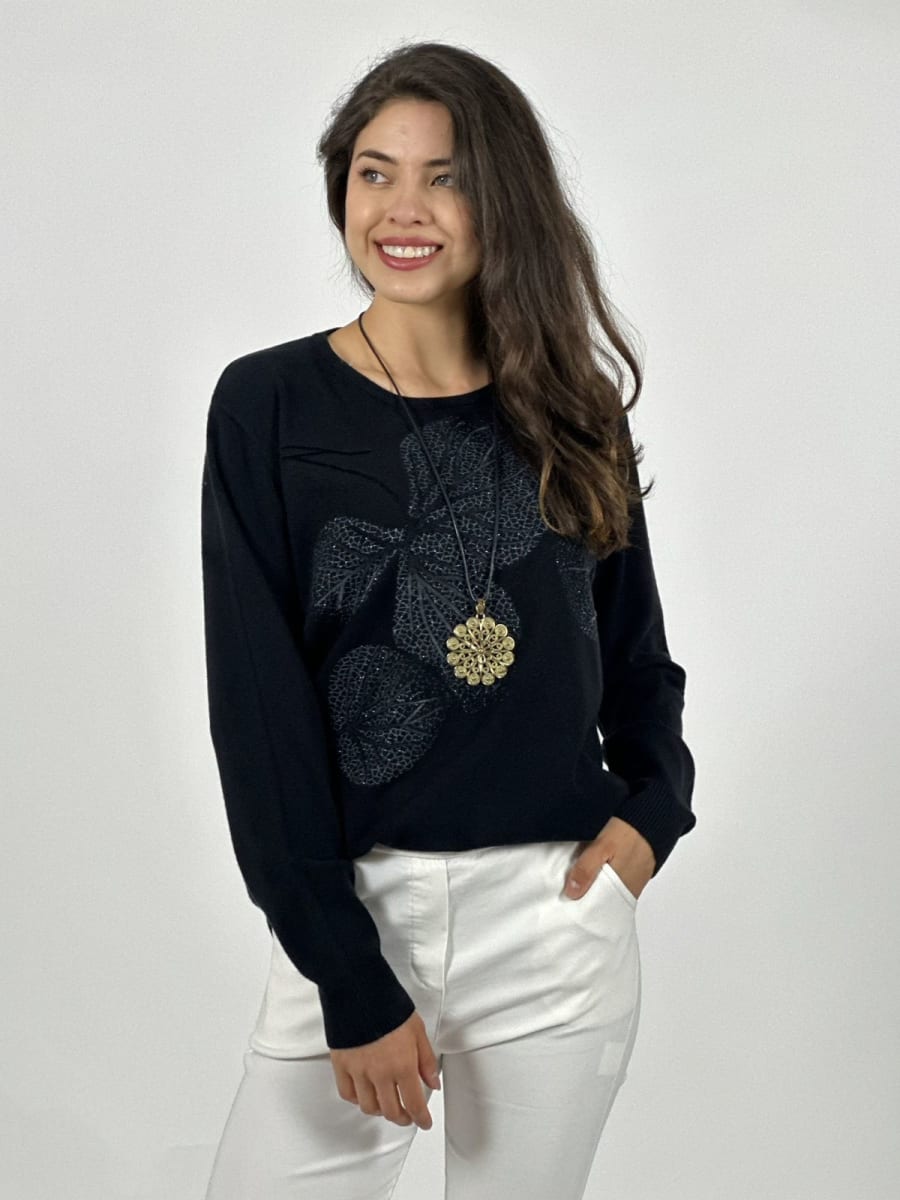 Sweater Spandex Estampado Hojas A3-65/6815