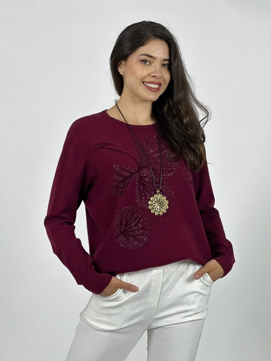 Sweater Spandex Estampado Hojas A3-65/6812