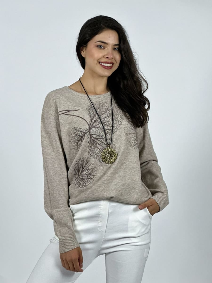 Sweater Spandex Estampado Hojas A3-65/6818
