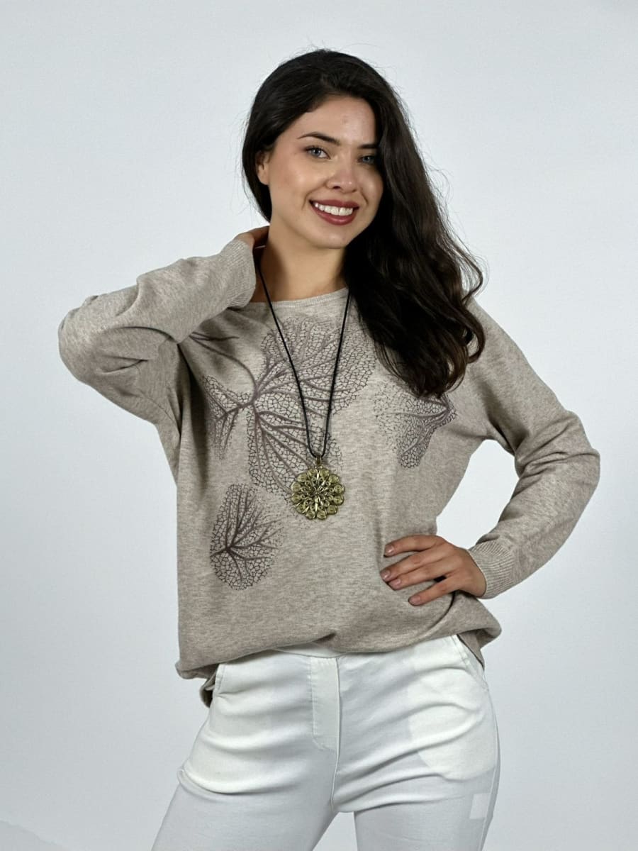 Sweater Spandex Estampado Hojas A3-65/6817