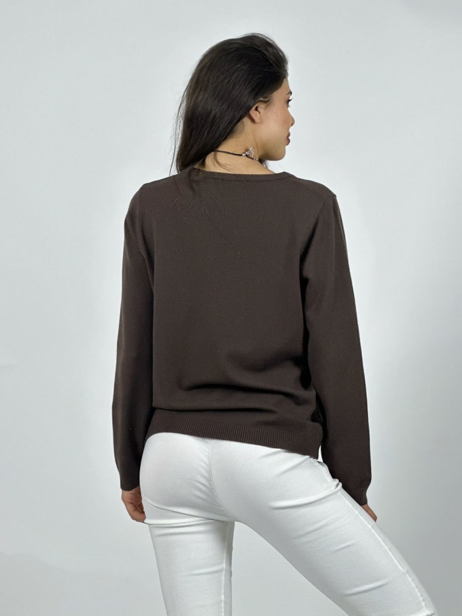 Sweater Spandex Flores Grabadas y Piedras Brillantes A3-756